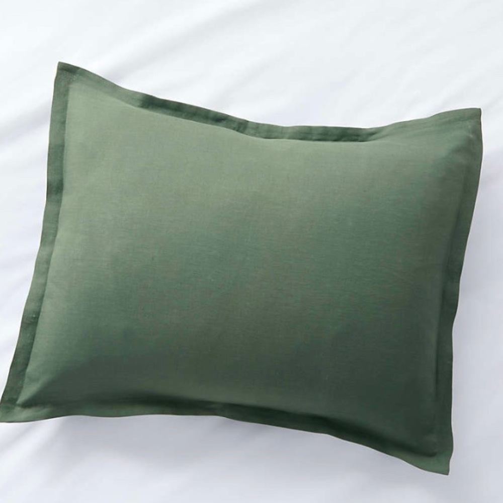 Linen Solid Duck Green Euro Pillow Sham